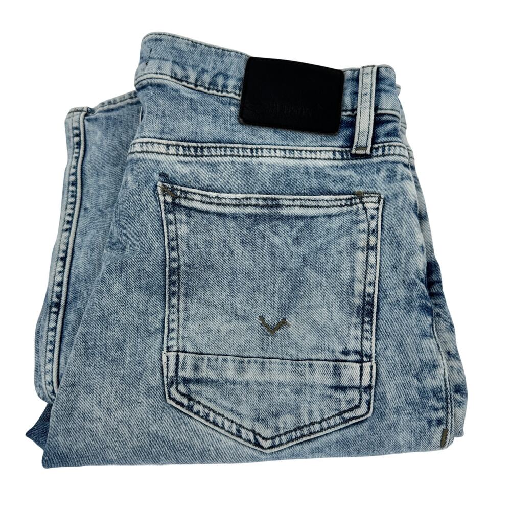 Hudson Axl Jeans Mens 32 (32x32 ACTUAL) Acid Wash Slim Fitโ Blue Denim